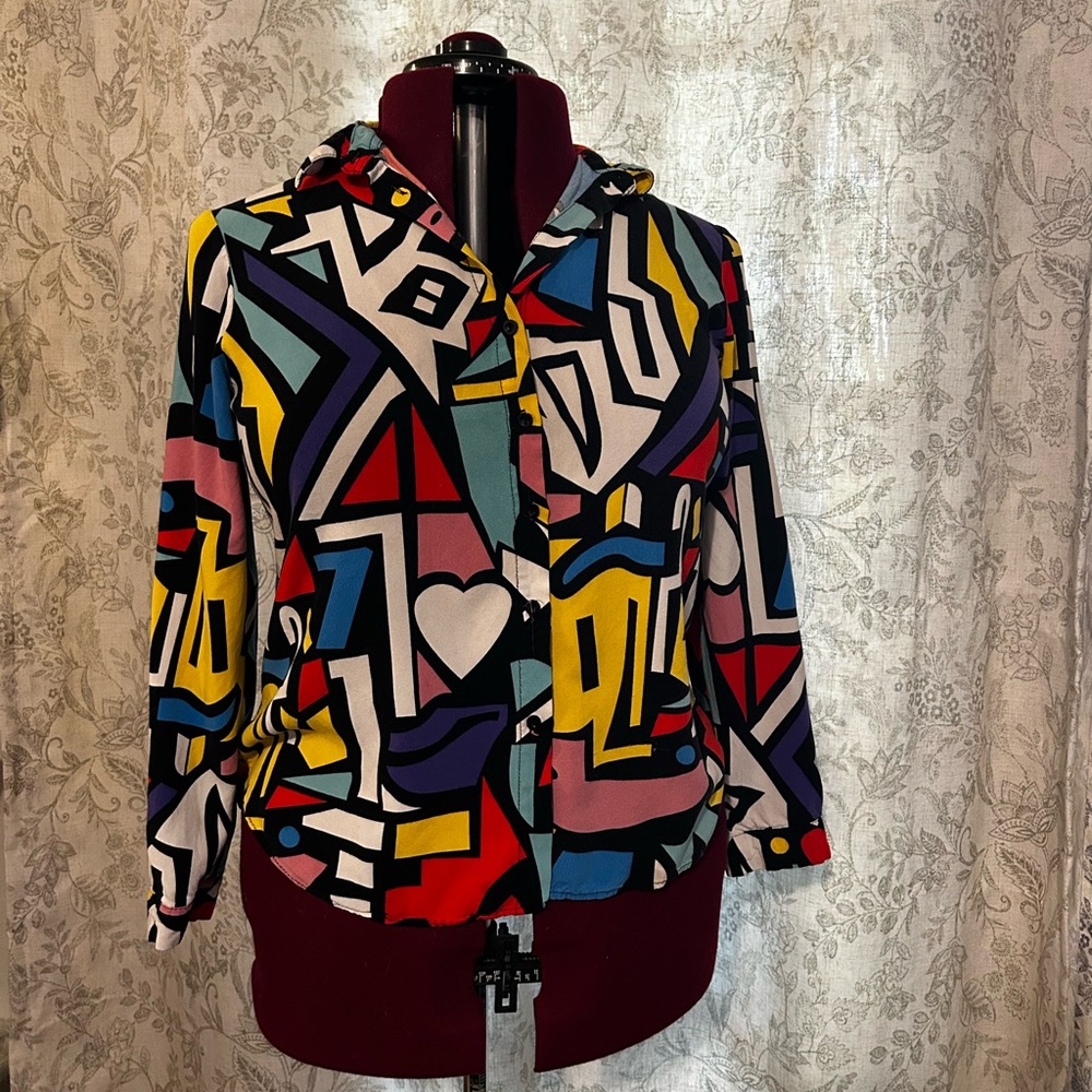 Funky Abstract Button-Up Blouse